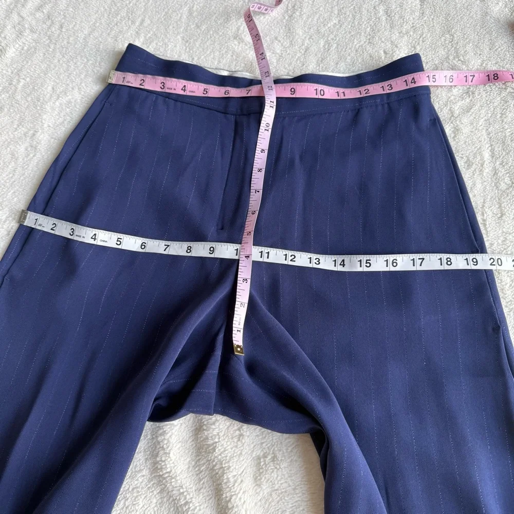 M.M. Lafleur The Zhou Culotte Navy Blue Striped Wide Leg Pants S (4) - Picture 5 of 12
